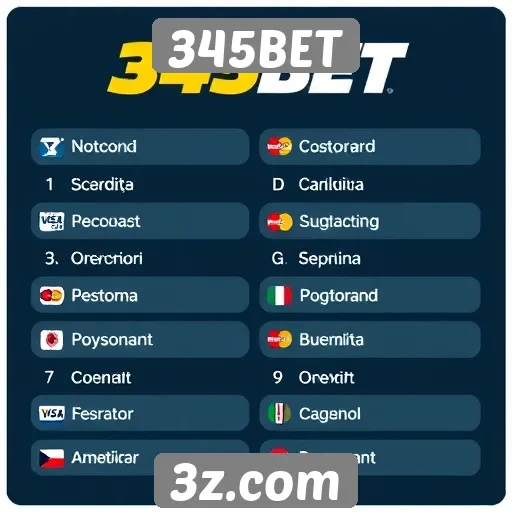 Métodos de pagamento disponíveis no 345BET